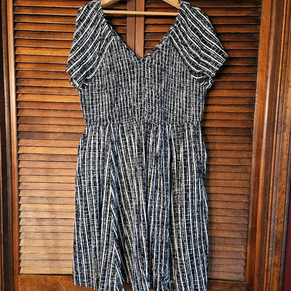 Torrid Black and White Striped Bungee Material Dress 2